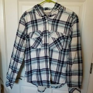 Button up flannel hoodie